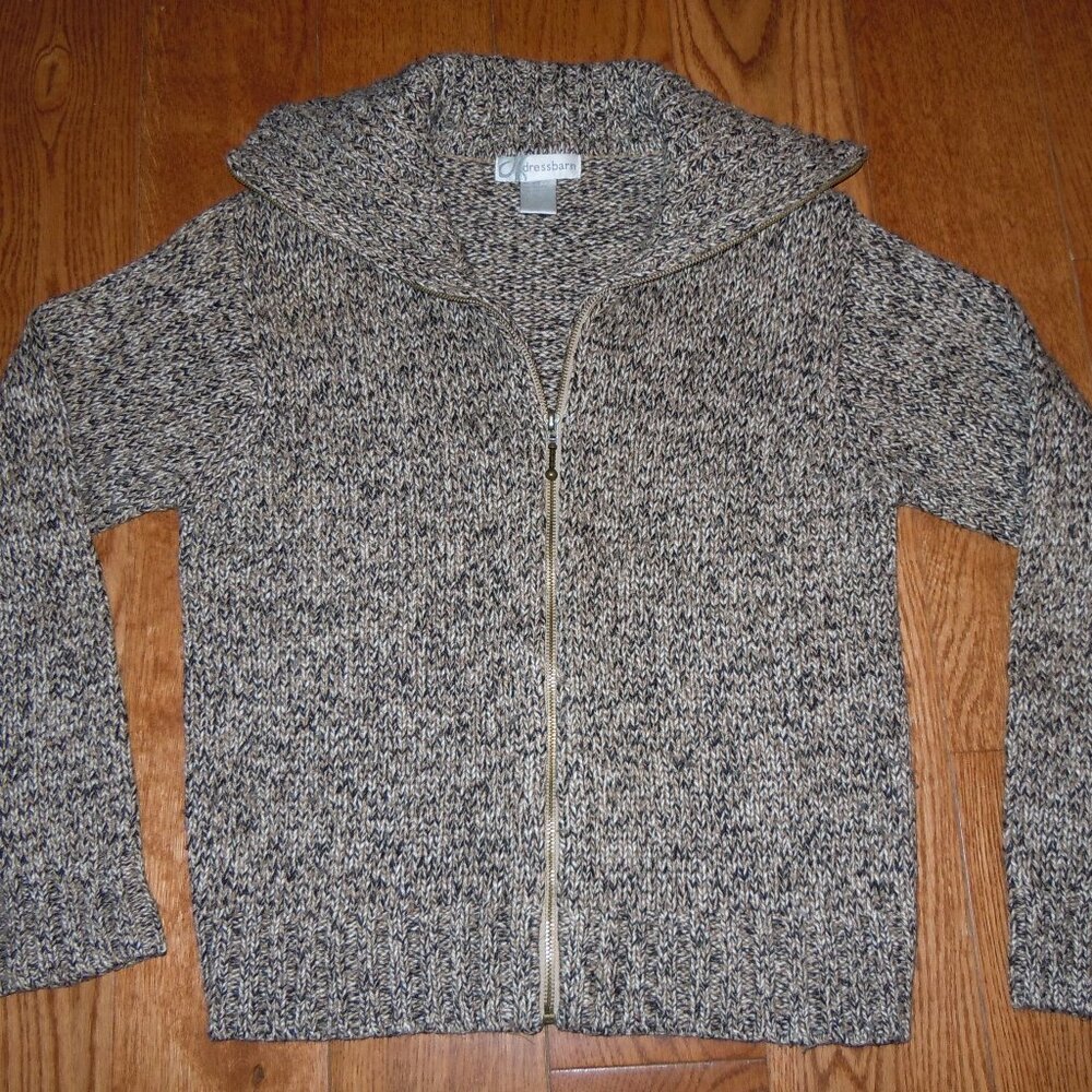VINTAGE DRESS BARN ZIP FRONT KNIT CARDIGAN SZ MEDIUM